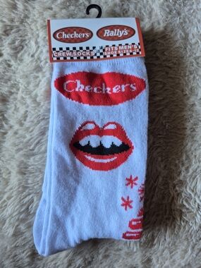 Checkers Rally's Crew Socks | Fits Men Shoe Size 6-12, Women Shoe Size 8-11